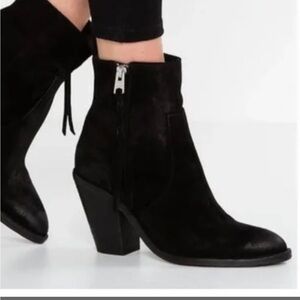All Saints Lorna Black Suede ankle Boot